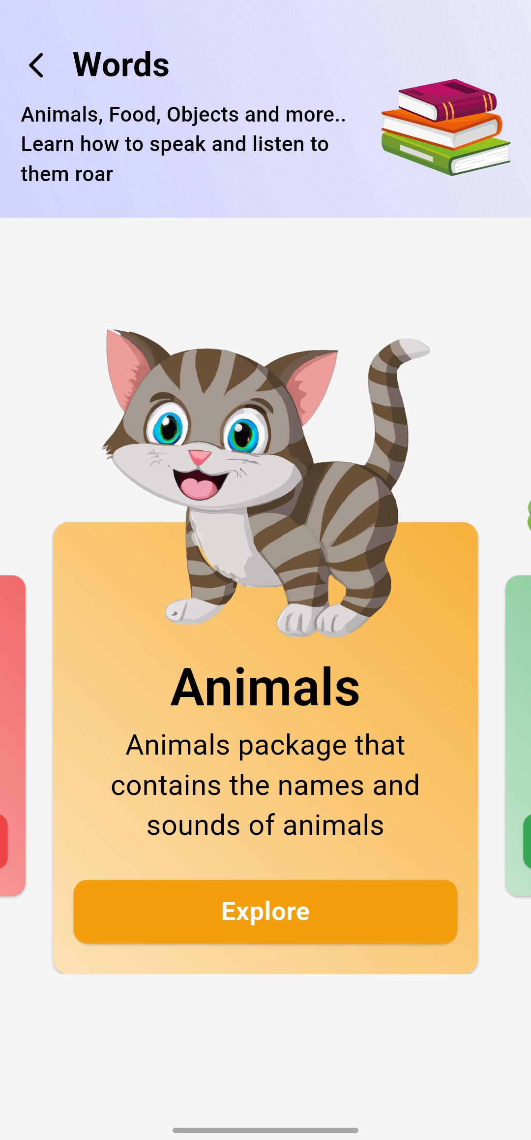 Language selection screen