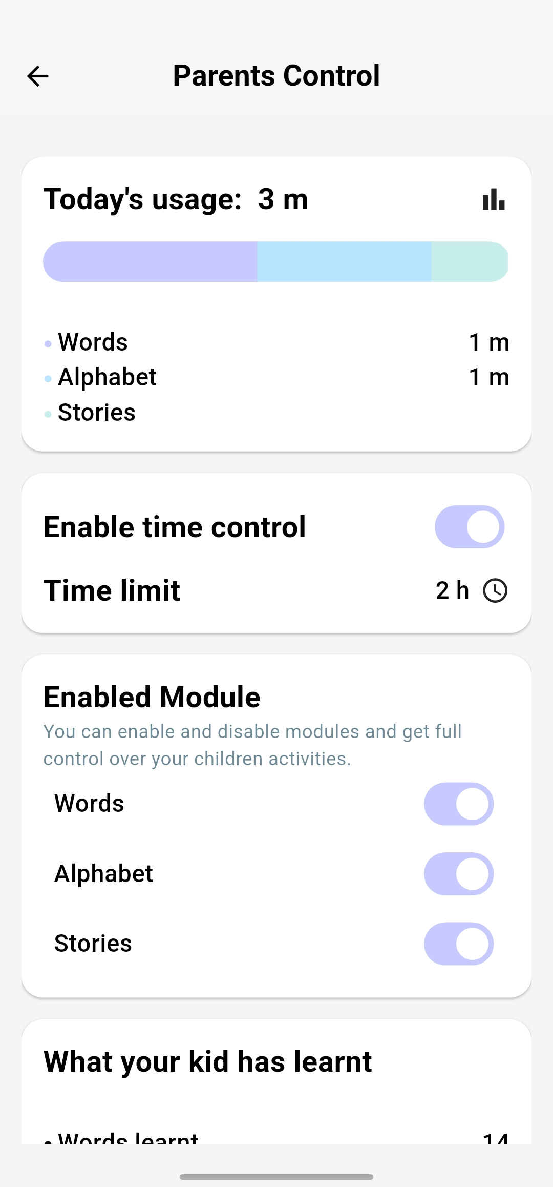 Home screen with feature cards
